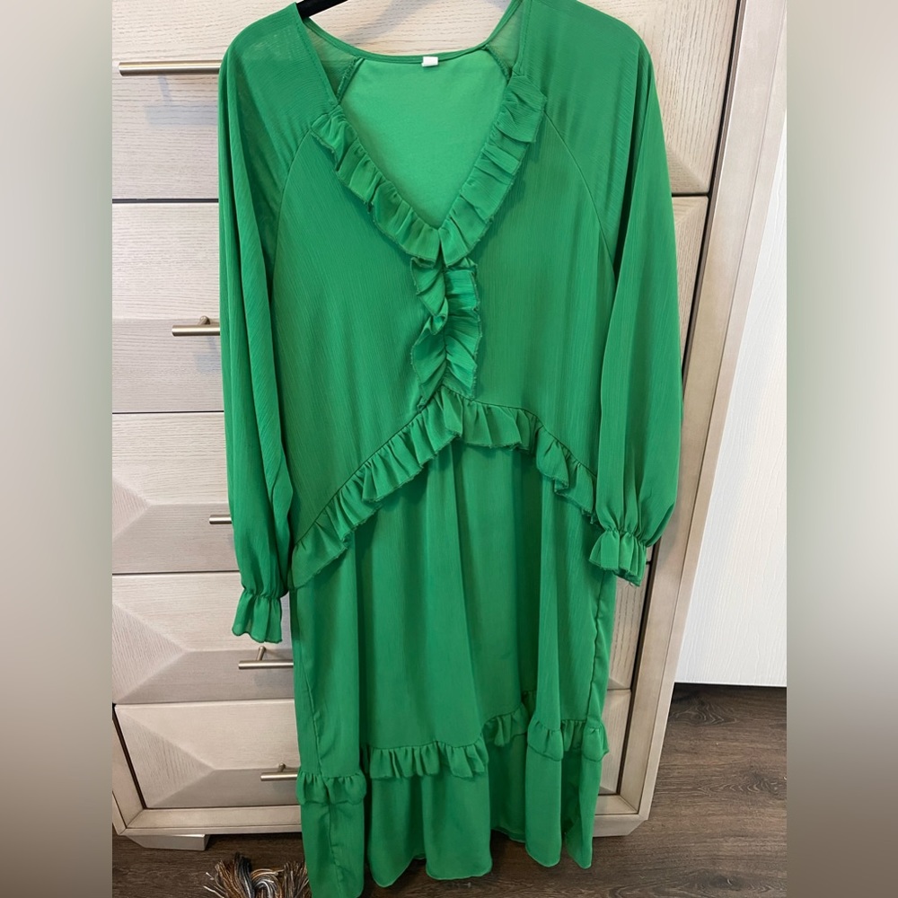 Green maxi ruffle dress